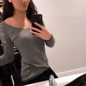 Express Studded Shoulder Long Sleeve